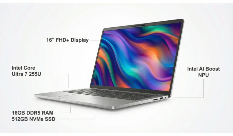 Dell Pro 16 Plus PB16250 - 16" FHD+ Non-Touch / Ultra 7 255U / 16GB / 512GB (NVMe M.2 SSD) / DOS (Without OS) / 1YW - Laptop - Image 2