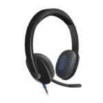 Logitech H540 Wired Headset for PC/Laptop, Stereo Headphone, USB in-Line Controls, - Black